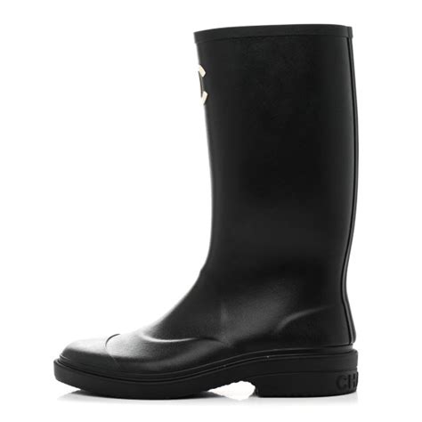 Chanel Caoutchouk CC High Boots 40 Black 